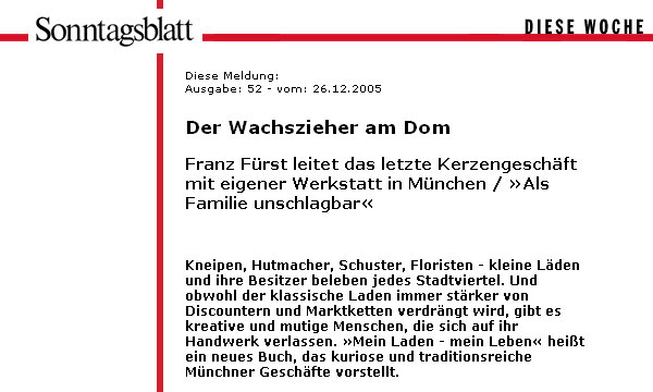 Sonntagsblatt, Der Wachszieher am Dom